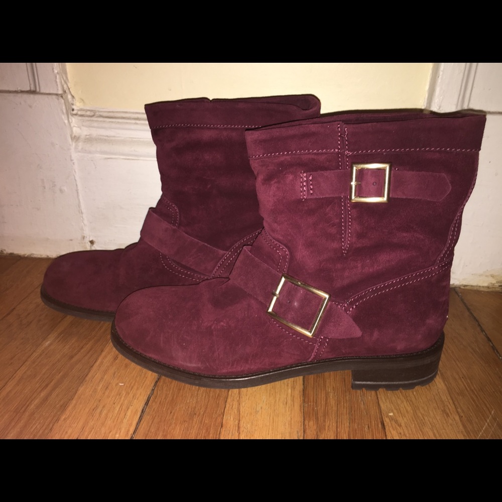 JIMMY CHOO Red Soft Leather & Suede Ankle Boots